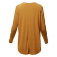 thumbnail image 3 of A2Y Women's Premium Solid Long Sleeve Dolphin Hem Shell Button Henley Top Shirt Desert Mustard 3XL, 3 of 6