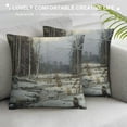 thumbnail image 3 of Orinice Snowy Forest Graphic Decorative Cotton Linen Throw Pillow Cover for Home Couch Living Room Sofa Bedroom Car, 1PC 22x22in, 3 of 5