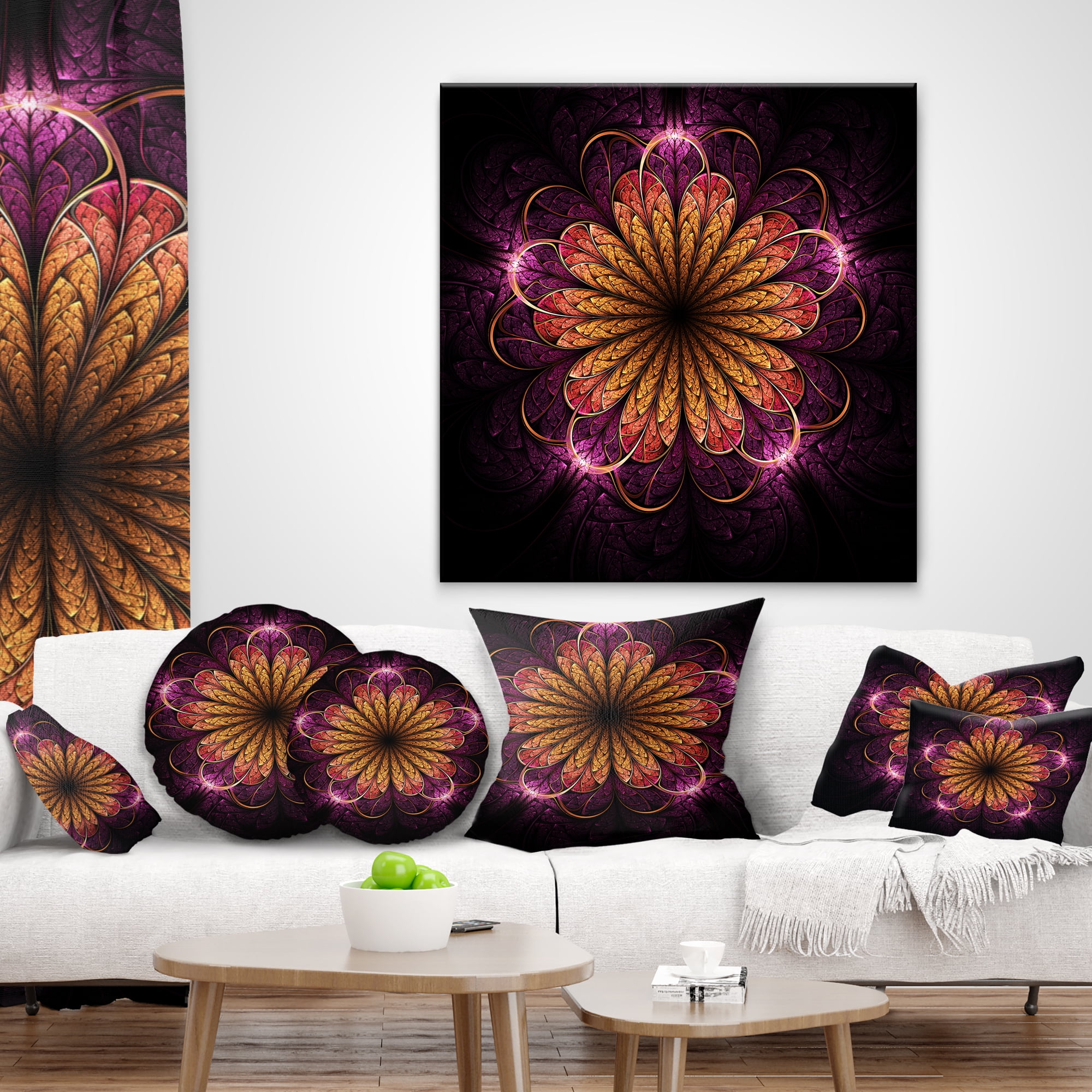 Designart 16" x 16" Purple Polyester Throw Pillow