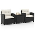 thumbnail image 1 of Gymax 3 PCS Patio Furniture Set w/Tempered Glass Coffee Table Washable Cushions White, 1 of 10
