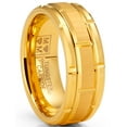 thumbnail image 1 of Mens Tungsten Carbide Brick Pattern Wedding Band Engagement Ring 8MM Goldtone, 1 of 4