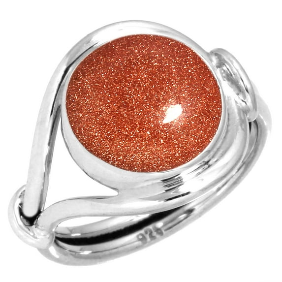 925 Sterling Silver Ring For Women - Girls Brown Gold Sunstone Gemstone Silver Ring Size 7.5 Handmade Silver Ring Size 7.5 New Year Gift For Mother Gemstone 925 Silver Jewelry