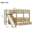 thumbnail image 2 of Harper & Bright Designs Twin Over Twin Bunk Bed with Slide and Storage Staircase, Twin Size Solid Pine Wood Bunk Bed Frame with Drawers and Guardrail, Walnut, 2 of 10