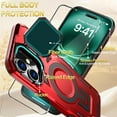 thumbnail image 5 of KOMI for iPhone 16E MagSafe Case with Adjustable Metal Camera Lens Cover Stand with 1 Screen Protector,[Mil-Grade Protect] Rugged Heavy Duty Magnetic Case for iPhone 16e / iPhone SE4 6.1" Red, 5 of 5