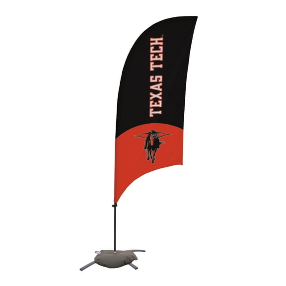 Texas Tech Red Raiders 7.5' College Sports Printed Feather Flag with Cross Base - NCAA Licensed - Super Polyester - School Banner (Black, Red, White)