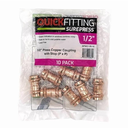 Quickfitting 4031621 0.5 x 0.5 in. Press Copper Coupling with Stop