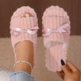 thumbnail image 2 of Slippers for Women Memory Foam House Womens Slipper Slides Home Bedroom Bathroom Spa Open Toe Corduroy Cute Bow Slippers Cozy Comfortable Pink, 2 of 9