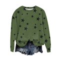 thumbnail image 4 of Green Sweatshirt for Women's Star Print Hatless Sweatshirt Long Sleeve Fashion Top Sweatshirt Loose Pullover Top Women Fall Clothes, 4 of 5