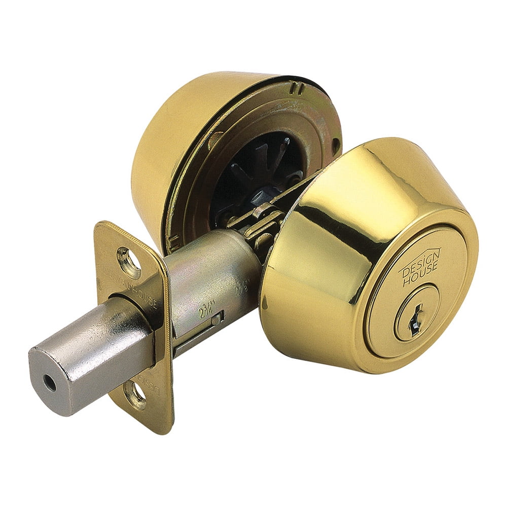 Design House 782771 Double Cylinder 2Way Adjustable Deadbolt, Polished Brass