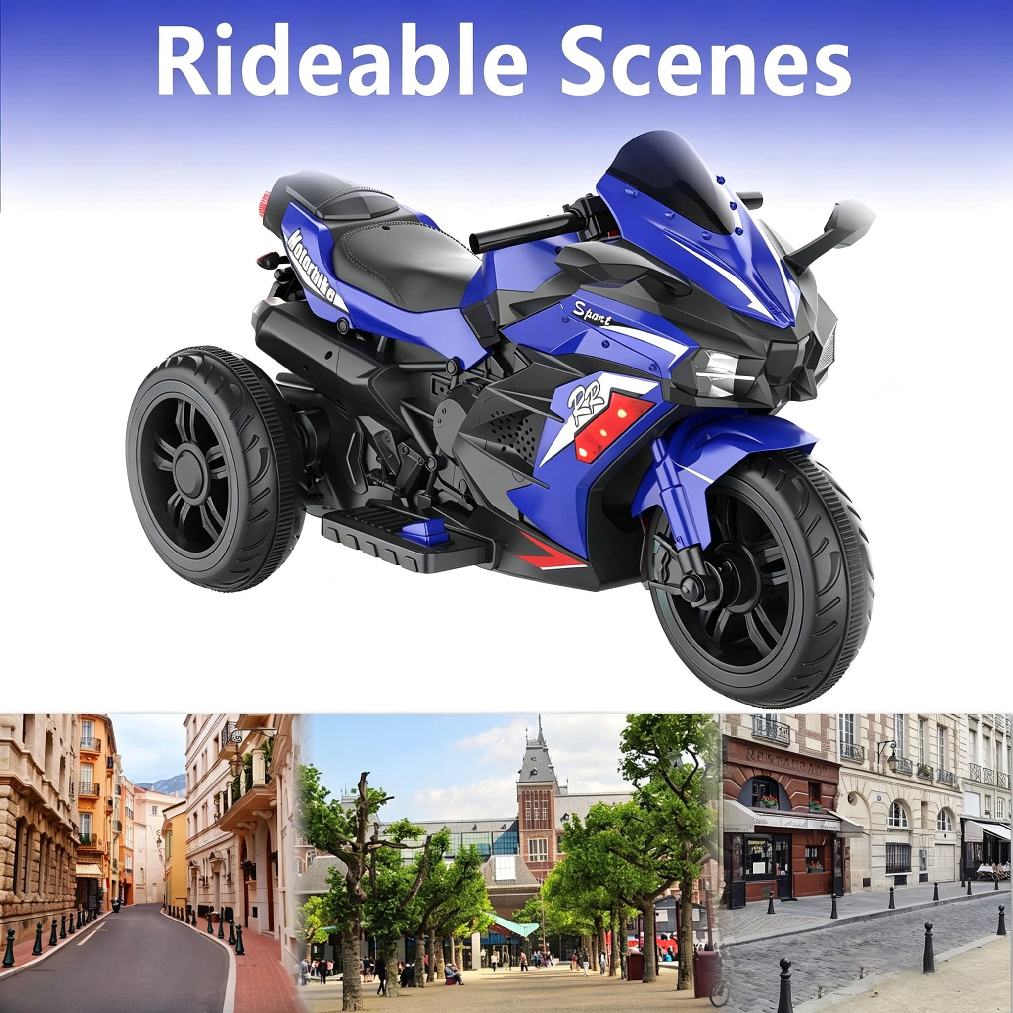 Zogymoz 12V Electric Motorcycle for Kids, Powered Ride on Motorcycle with LED Lights, Bluetooth Music