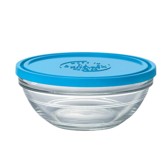 Duralex Lys 8 Piece Round Stackable Bowl with Blue Lid