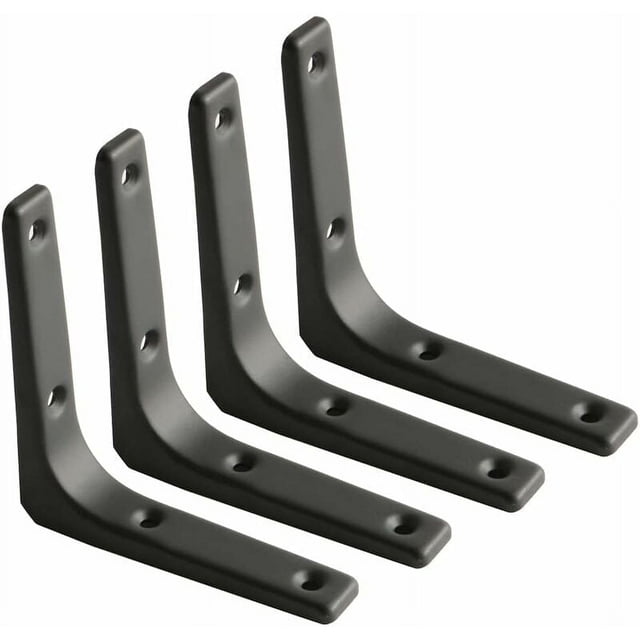 Soporte para estante de pared, soporte de metal negro mate, soporte para estante de metal para decoración de cocina, soporte resistente, 100 mm100 mm, 4 piezas negro Adélala