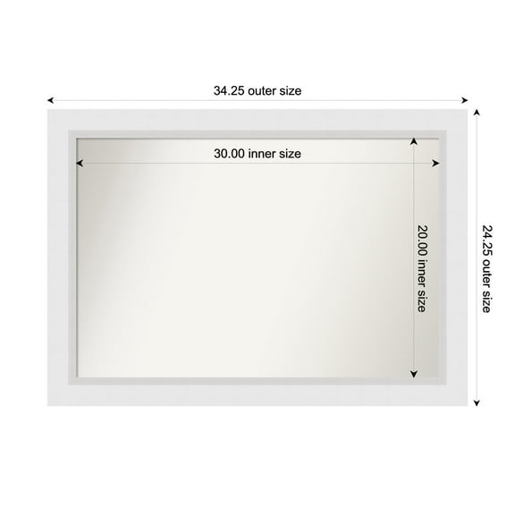 Amanti Art Custom Wall and Bathroom Mirror (24.25 x 34.25 in.), Blanco White Frame