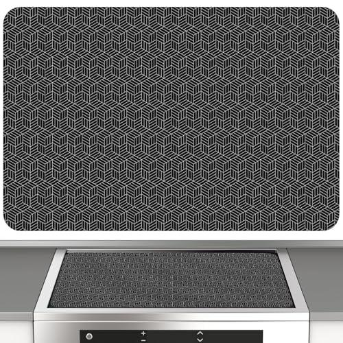Large Induction Cooktop Protector Mat,20.4 x 30.7in Silicone Induction Cooker Covers Heat Resistant Silicone Pad for Induction Cooktop,Non Slip Cooktop Scratch Protector for Induction Stove (Black)