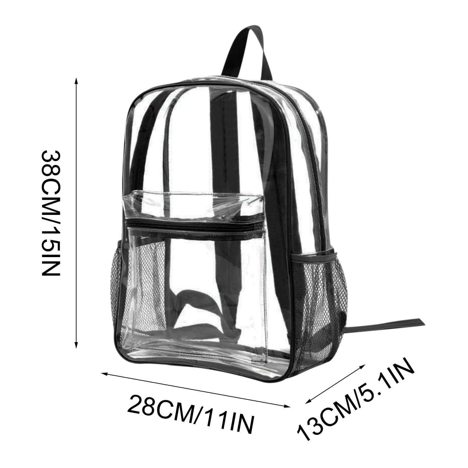 Yhmxh Clear Backpack Heavy Duty Large Clear Bookbag for Adults See Through Backpack with Wider Shoulder Straps for Concert Sport Work Games Supplie (Black)