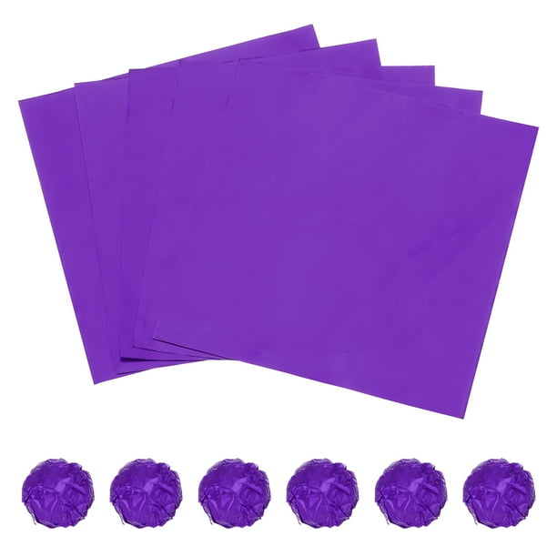 Uxcell 100 Pcs 5 x 5 Pulgadas Envolturas de Caramelo de Papel de Aluminio, Morado