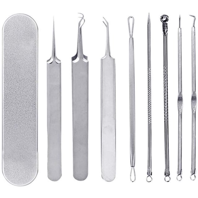 Blackhead Remover Whitehead Removal Tool en 8 piezas Beauty Needle Set Acero inoxidable Blemish Acne Pimple Comedones Whitehead Extractor Kit para mujeres WD.WDQZL Hogar
