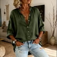 thumbnail image 5 of GUACER Women's 3/4 Sleeve Button Down Shirts Casual Linen Relaxed Fit Collared Summer Blouses Tops for Ladies, 5 of 7