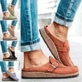 thumbnail image 2 of Fall Winter Clogs for Women Suede Soft Leather Clogs Classic Cork Clog Anti Slip Slippers Waterproof Mules House Sandals Buckle, 2 of 4