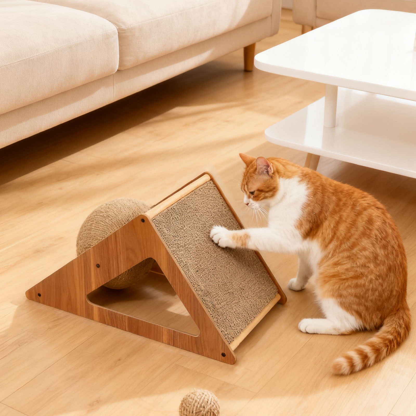 Beifei Interactive Cat Toy with Wooden Activity Center for Small Animals Indoor Play and Soothing Birthday Enrichment