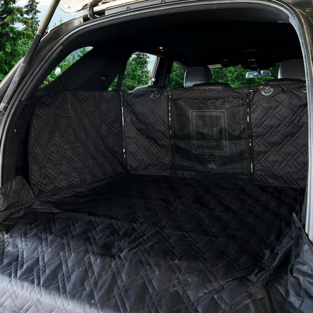 Bulldogology Premium SUV Cargo Liner Funda de asiento para perros – Funda de carga para maletero de mascotas, resistente al agua, respaldo antideslizante, lavable, con protección de solapa de parachoq