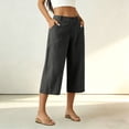 thumbnail image 6 of Horkkom Capris Pants for Women Summer Button Zipper Linen Pants Casual Business Loose Dress Pants with Pockets S, 6 of 8