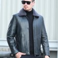 thumbnail image 3 of Chaqueta nueva YXL-836 para hombre, de piel de oveja, con relleno de pato blanco, informal, de invierno, de color liso, con solapa, abrigo grueso, 3 of 5