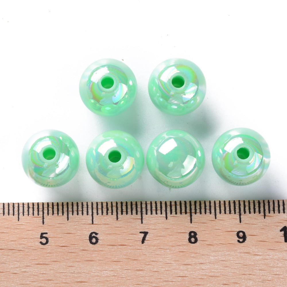 Opaque Acrylic Beads AB color Plated Round Aquamarine 12x11mm Hole: 2.5mm 566pcs/500g