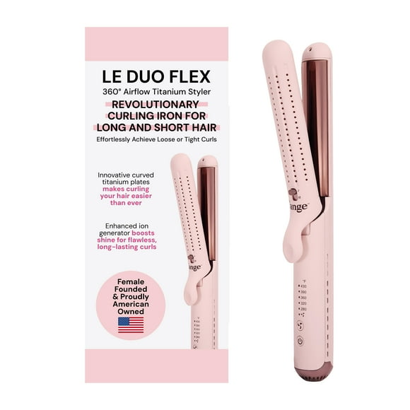 L'ANGE Hair Le Duo Flex 360&amp;Acirc;&amp;deg; Airflow Titanium Styler | Curling Iron with Adjustable Settings Creates Waves | Air Flow Styler Enhances Volume Locks | Dual Voltage Tool