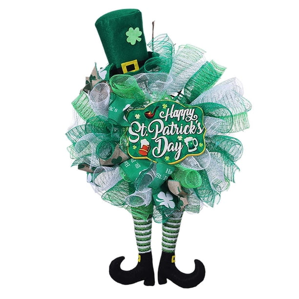 Decoraciones Del Día de San Patricio Festival Irlandés Corona de Puertas Decoración Del Día de San Patricio Cinta Enana Corona Colgante Prop Decoraciones Irlandesas para el Hogar
