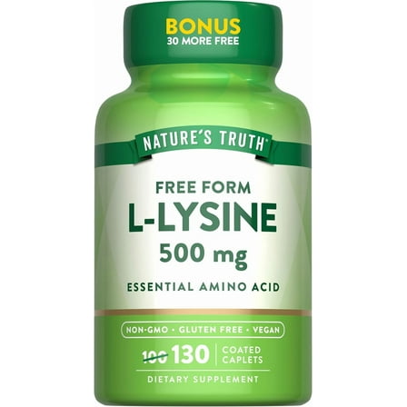 L Lysine 500mg | 130 Caplets | Free Form | Non-GMO, Gluten Free Supplement | by Nature's Truth
