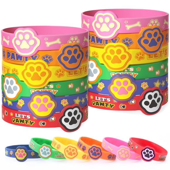 24 pulseras de silicona Party Favors KELENO con forma de pata de perro para niños