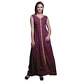 thumbnail image 1 of Bimba Robe Bohème Imprimée Maxi Décontractée Sans Manches à Col en V Fendue devant pour Femmes - Très Petit, 1 of 5