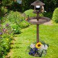 thumbnail image 2 of Costway 3-In-1 Pedestal Bird Bath with Solar Light with Bird Feeder & Flower Planter Antique Bronze, 2 of 10