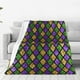 thumbnail image 1 of Balery Mardi Gras Shiny Green Purple Manta de Felpa Suave y Acogedora – Cobija de Franela Aterciopelada para Cama, Lavable y Cálida para Sofá, Mascotas, Transpirable-40"x30", 1 of 7