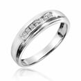thumbnail image 4 of TAAPSEE JEWELS Cubic Zirconia Round Cut His & Her Wedding Trio Ring Set 14K White Gold Plated Silver, 4 of 4