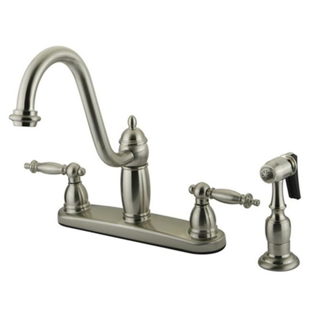 Double Handle 8 in. Kitchen Faucet with Brass Sprayer