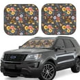 thumbnail image 2 of Uemuo Colorful Flowers with Butterfly Printed 2 PCS Car Windshield Sun Shade, Auto Sun Heat and UV Rays Blocker, Foldable Automotive Front Window Sunshade Protector, 2 of 7