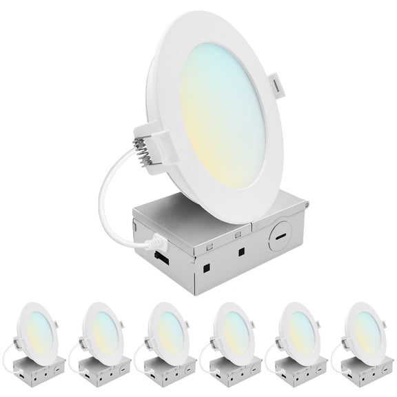 LUXRITE 5 In. LED ECO Backlit Mini Panel Light, 5CCT 2700K-5000K, 1200LM, 13W, 100 Beam Dimmable ETL & Wet Rated 6 Pack