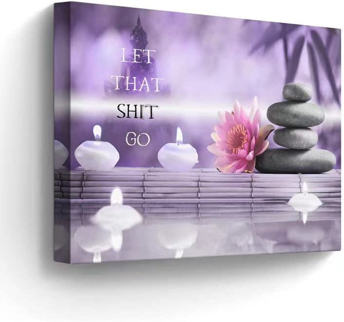 Purple Spa Bathroom Decor Wall Art Purple Candles Flowers Pictures Wall  Decor Canvas Painting Print Zen Meditation Artwork Norina Home Decor Framed  for Living Room Bedroom 24x20 