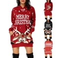 thumbnail image 4 of Gvmfive Women Merry Christmas Funny Cartoon Hoodies Dress with Pocket Long Sleeve Tunic Sweatshirt, 4 of 4
