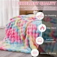 thumbnail image 4 of WOOW DEPOT Thick Faux Rabbit Fur Blanket Fleece Reversible, 1 PCS Twin Full 70.9" x 78.7", 6 lb Heavy, Soft Warm Mink Throw Luxurious Plush, Rainbow Gradient, 4 of 8