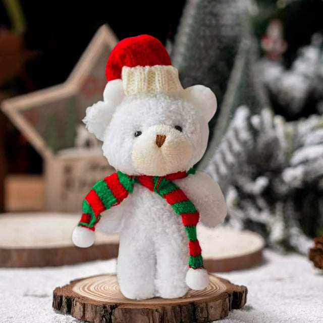 Xihbxyly Adorno Navideño de Resina, Diseño de Mini Árbol de Navidad, Accesorios para Fotos de Casita y Oso, Decoración Navideña Llamativa, Decoración Versátil para Mesa o Pared, Complemento Festivo p