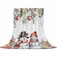 thumbnail image 2 of Winter Snowman Throw Flannel Blanket 60x80In Christmas Gift Leaves Flower Snow Ball Super Soft Cozy Bed Blanket, Lightweight Plush Fuzzy Bed Throw for Bedroom Sofa Couch Living Room, 2 of 4