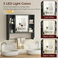 thumbnail image 4 of Bathroom Wall Cabinet with Mirror, Wall Mounted Medicine Cabinet with Color Adjustment LED Lights, Mirrored Over The Toilet Storage Cabinet with Adjustable Shelves, 23.6''W x 21.6''H, Black, 4 of 18