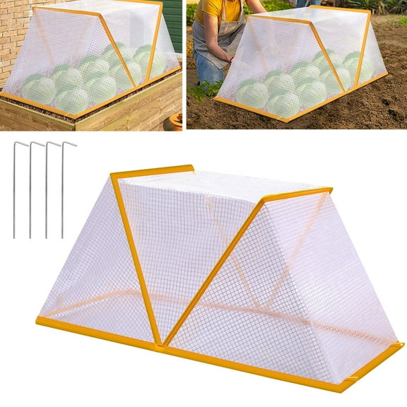 Joernso Garden Row Plant Protector Foldable Raised Garden Beds Plant Nursery Cover with Ground Nails Vegetable Rows Guard Greenhouse for Protecting Plants from Animals