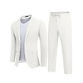 thumbnail image 5 of COOFANDY Men's 2 Piece Linen Blended Suits Set Regular Fit Casual Lightweight Cotton Linen Beach Wedding Blazer and Pants, 5 of 6