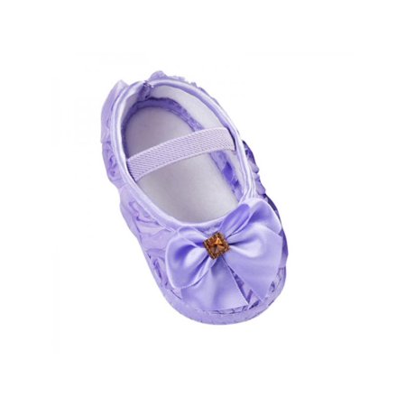 

Toddler Baby Girl Solid Bowknot Crib Shoes Soft Soled Anti-slip Prewalker