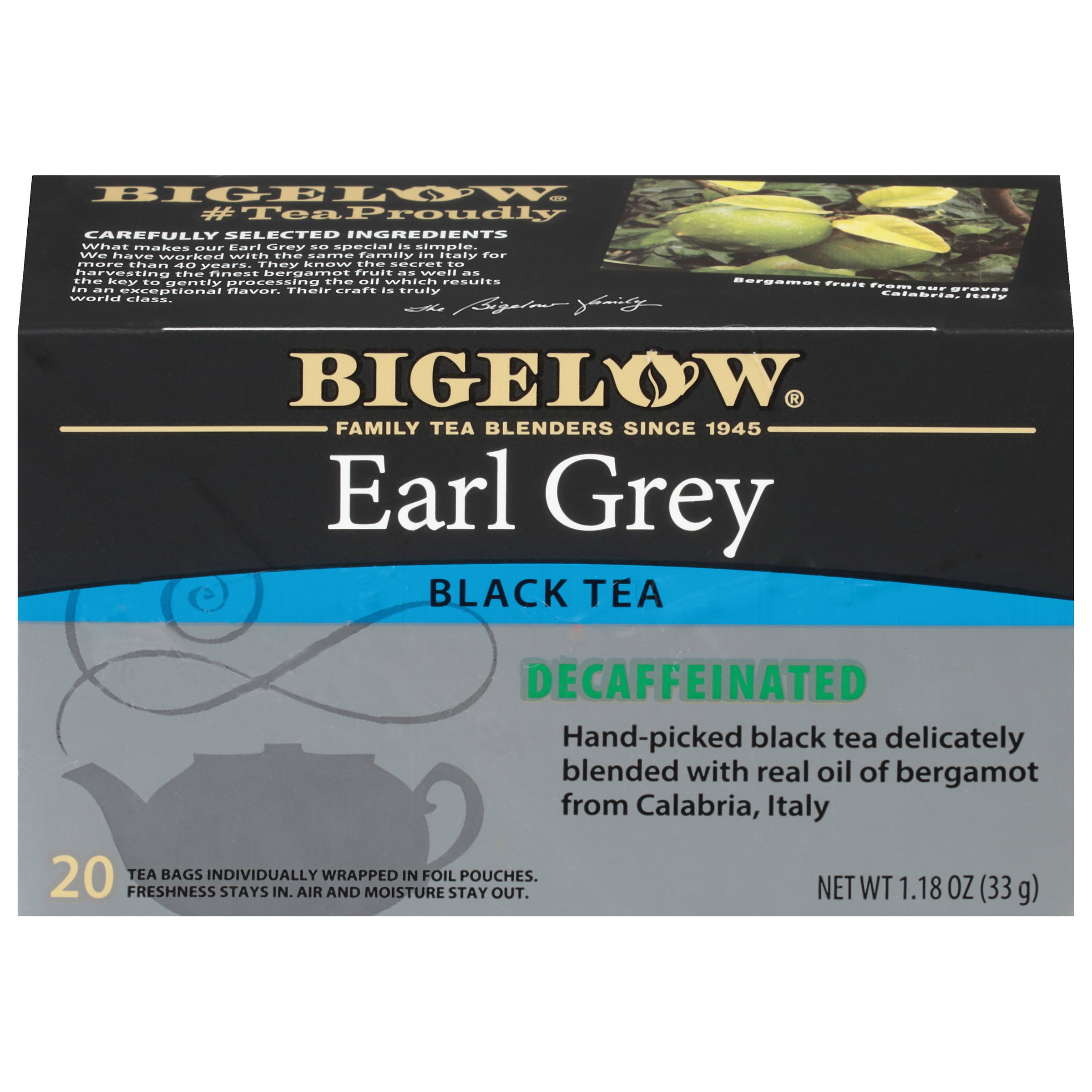 Bigelow Earl Grey, Decaffeinated Black Tea Bags, 20 Count