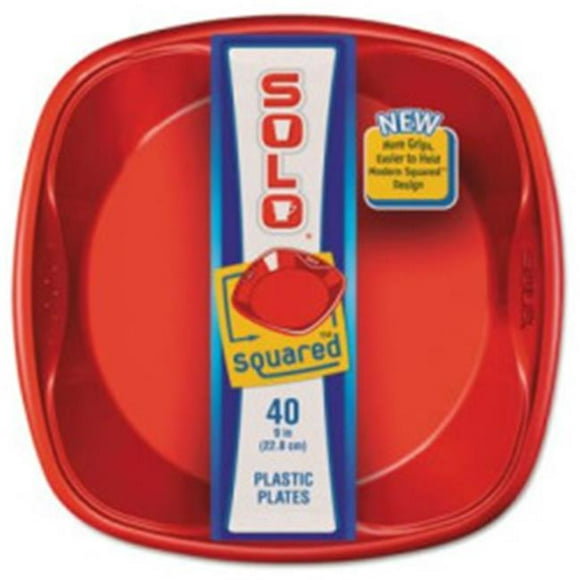 Solo Cups SCCSQP94020001 Squared Plastic Dinnerware Plate, Blue & Red - 9 x 9 in. - 40 Per Pack & 8 Pack Per Carton